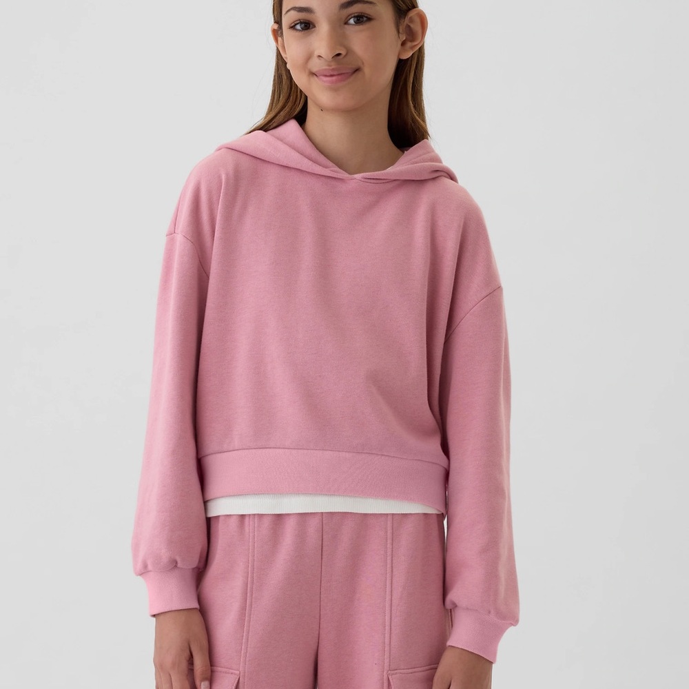 GAP KIDS VINTAGE SOFT CROPPED HOODIE - PINK